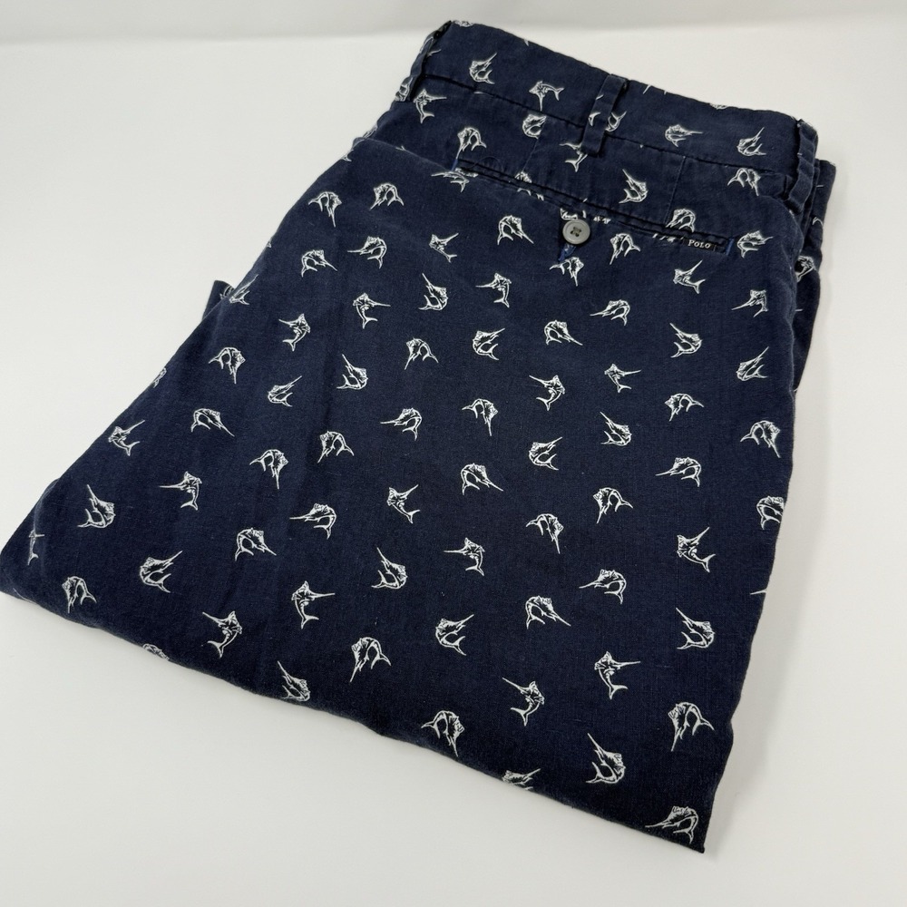 Polo Ralph Lauren Printed  Swordfish Marlin Fish All Over Shorts Men's Size 38